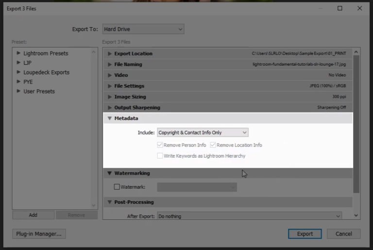 best lightroom classic export settings