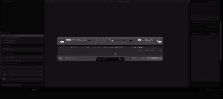 Lightroom Import Cover Image