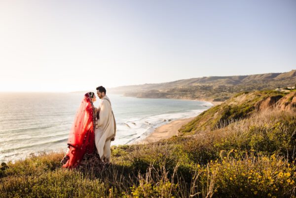 modern presets banner terranea palos verdes wedding couple